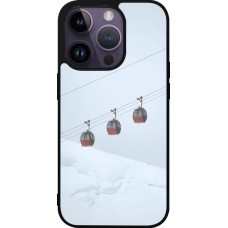 Coque iPhone 15 Pro - Silicone rigide noir Winter 22 ski lift