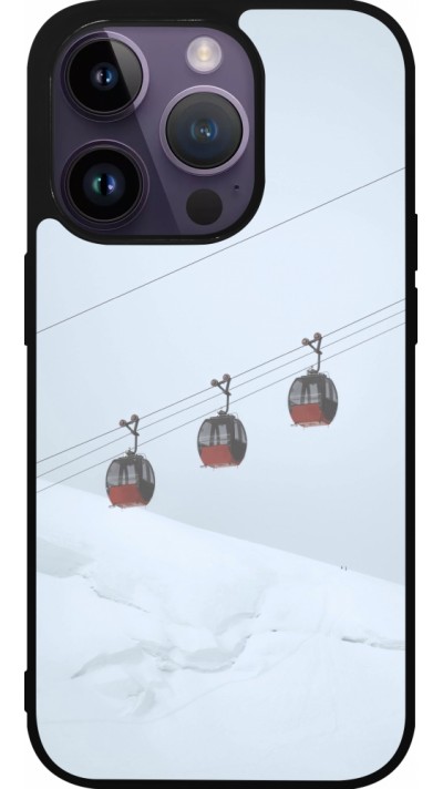 Coque iPhone 15 Pro - Silicone rigide noir Winter 22 ski lift