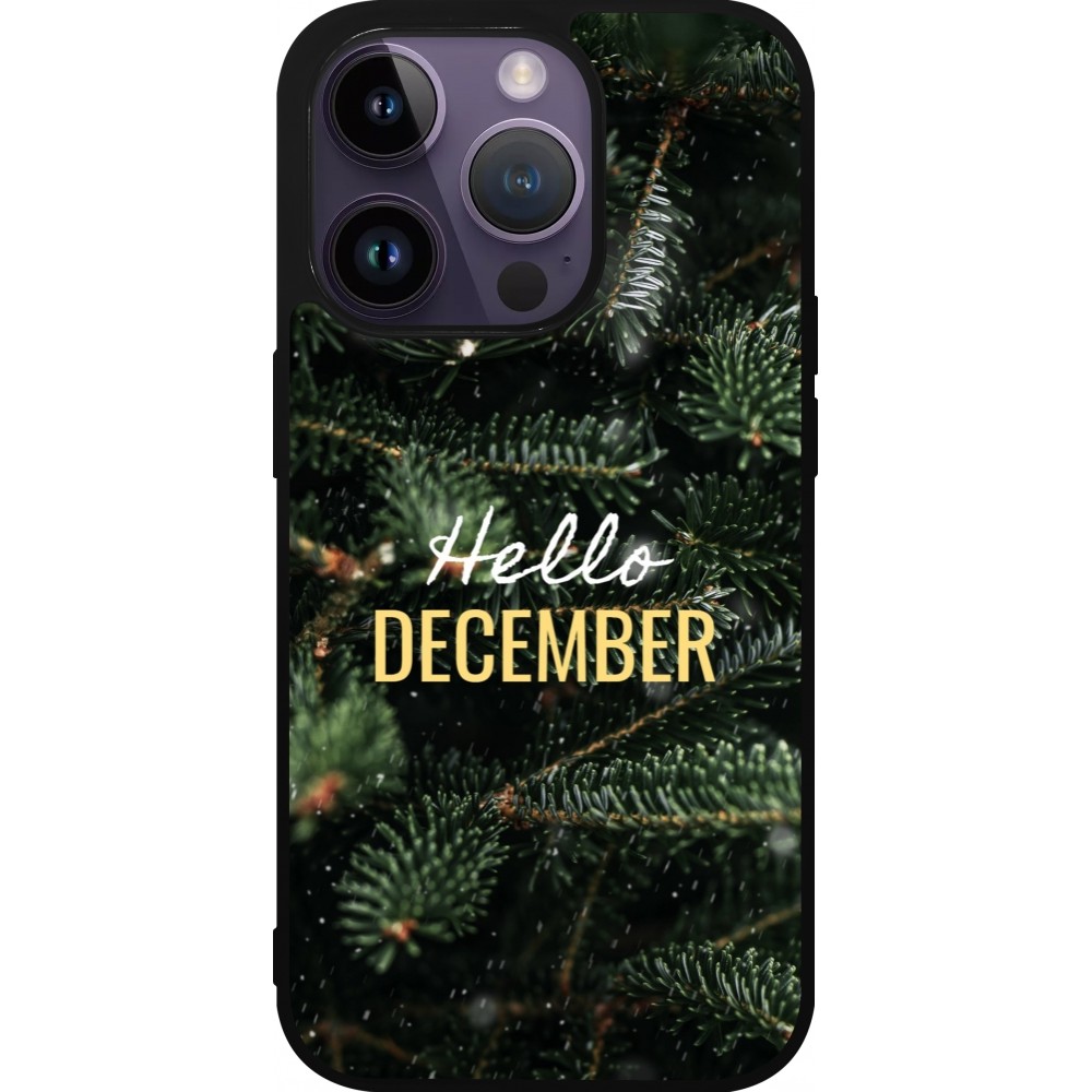 iPhone 15 Pro Case Hülle - Silikon schwarz Winter 25 Winter hello december