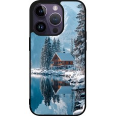 iPhone 15 Pro Case Hülle - Silikon schwarz Winter 25 Winter house forest day