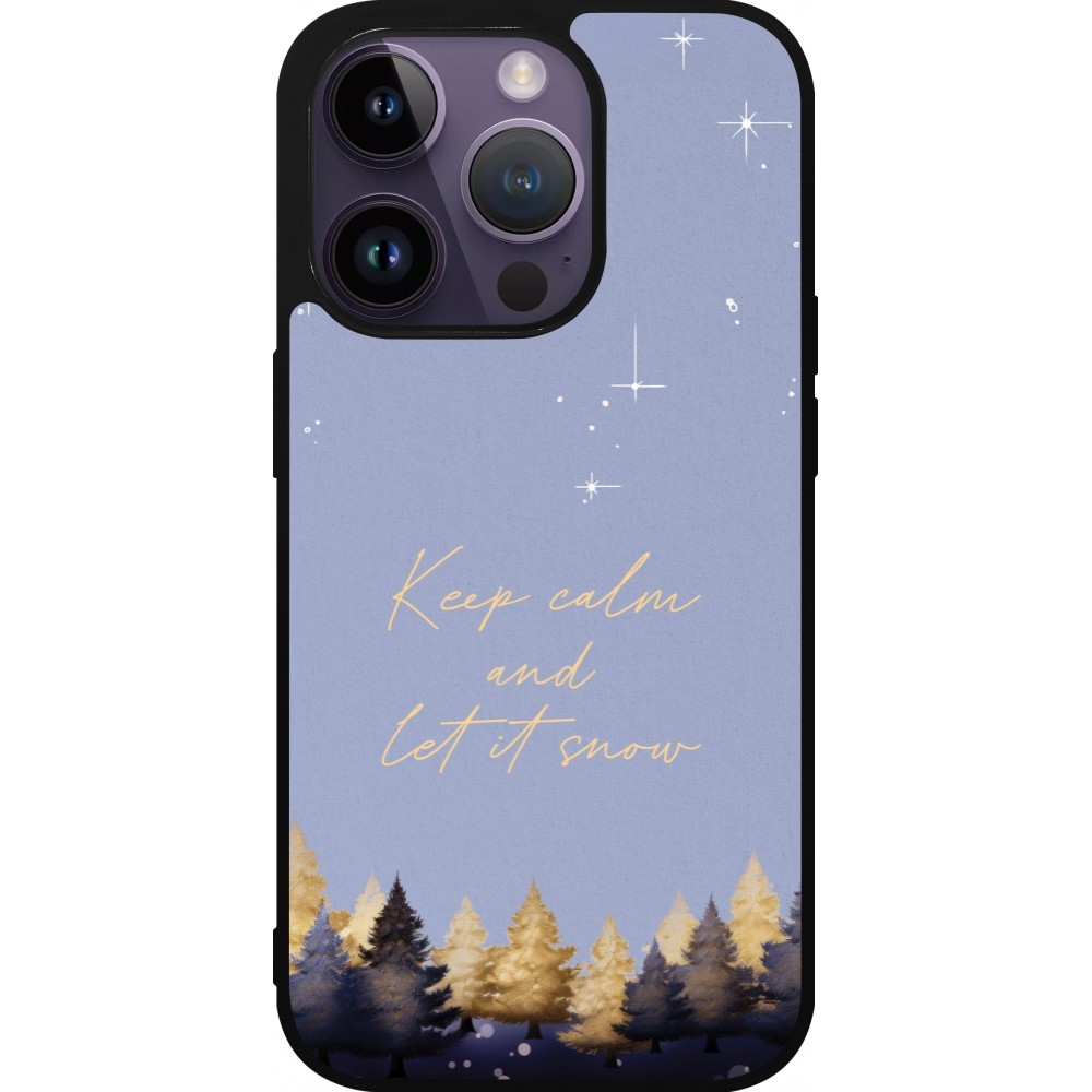 iPhone 15 Pro Case Hülle - Silikon schwarz Winter 25 Winter illustration of trees