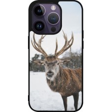 Coque iPhone 15 Pro - Silicone rigide noir Winter 25 Winter reindeer