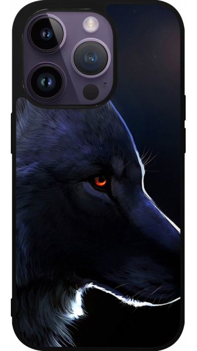 Coque iPhone 15 Pro - Silicone rigide noir Wolf Shape