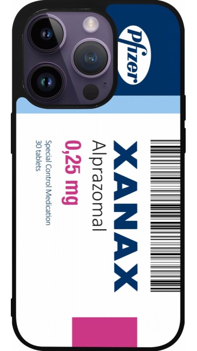 Coque iPhone 15 Pro - Silicone rigide noir Xanax Alprazolam 2025