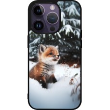 iPhone 15 Pro Case Hülle - Silikon schwarz Weihnachten 2023 Fuechslein Tanne
