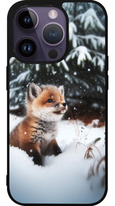 iPhone 15 Pro Case Hülle - Silikon schwarz Weihnachten 2023 Fuechslein Tanne