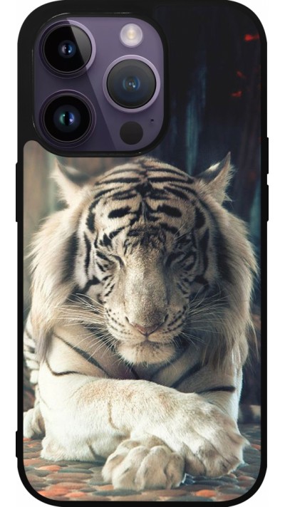 Coque iPhone 15 Pro - Silicone rigide noir Zen Tiger