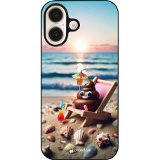 Coque iPhone 16 - Emoji caca sur chaise longue