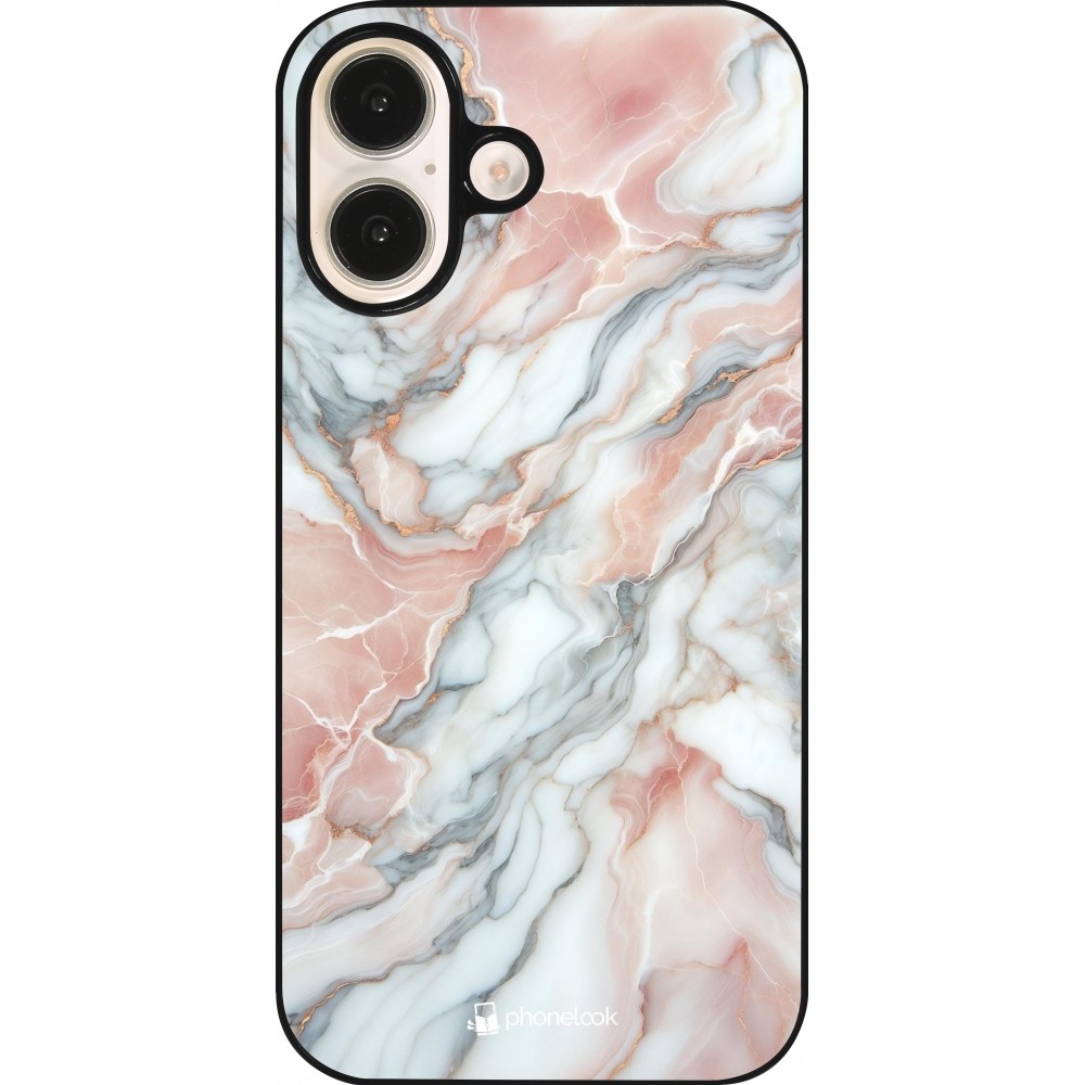 Coque iPhone 16 - Marbre Rose Lumineux
