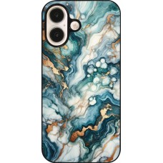 Coque iPhone 16 - Marbre Vert Bleu Doré