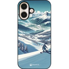 Coque iPhone 16 - Snowboarder Montagne