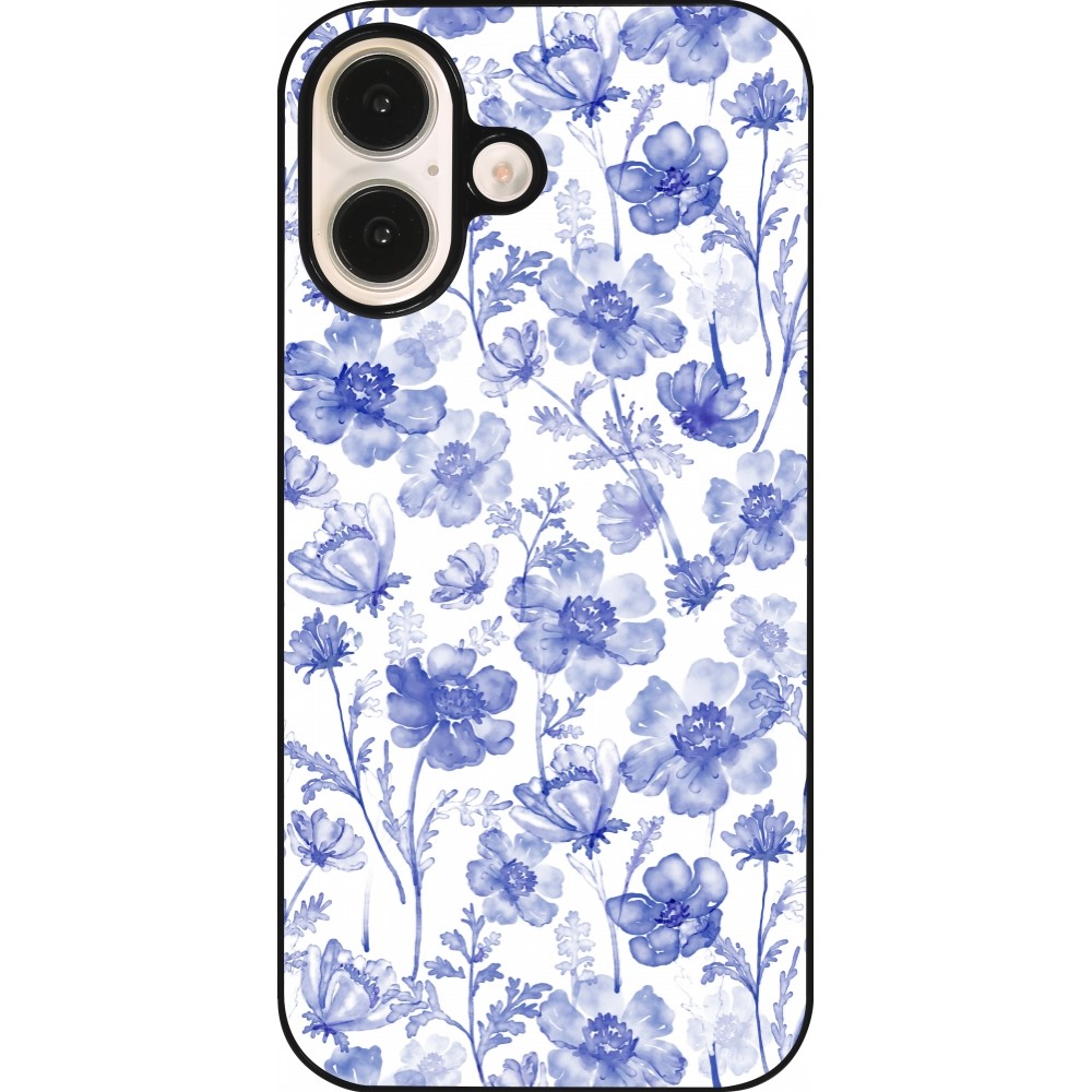 iPhone 16 Case Hülle - Spring 23 watercolor blue flowers