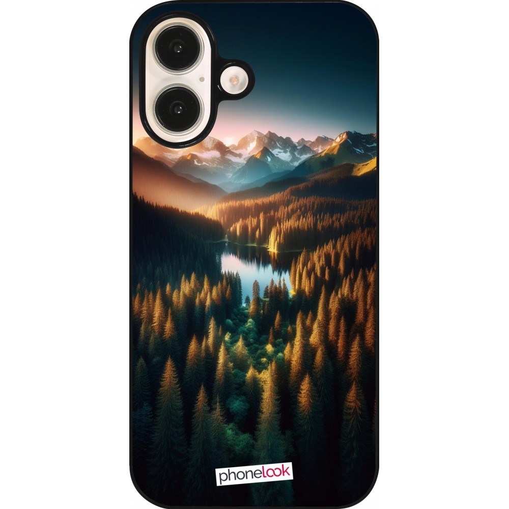 Coque iPhone 16 - Sunset Forest Lake