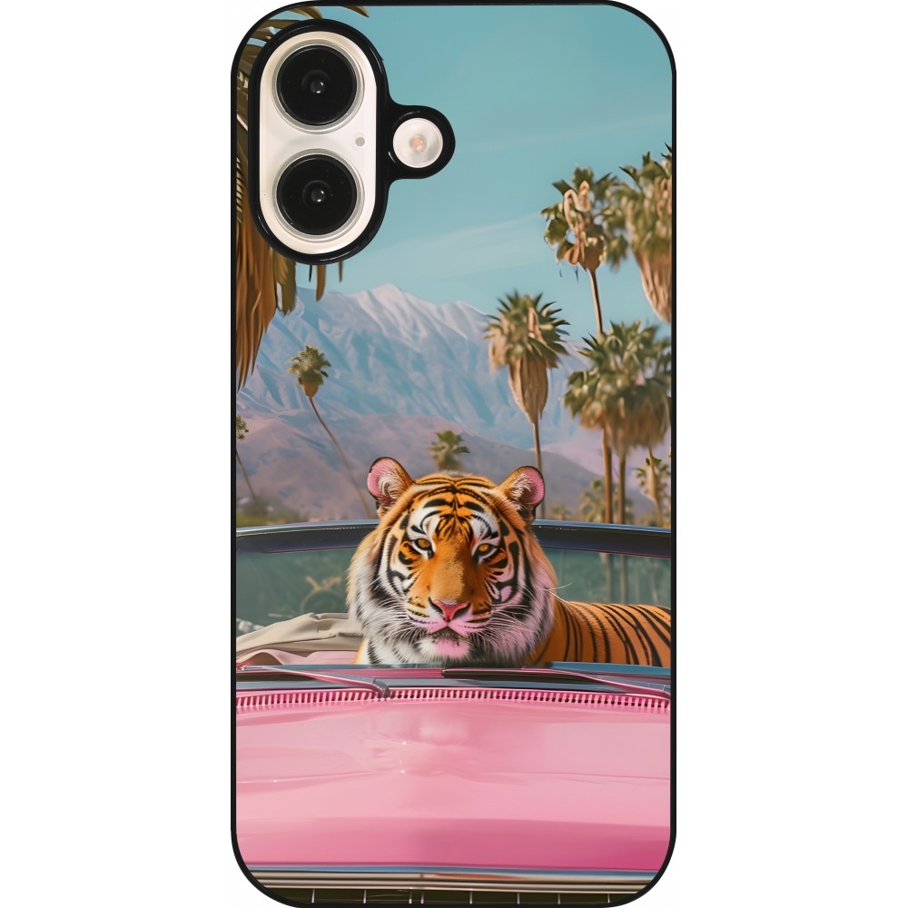 iPhone 16 Case Hülle - Tiger Auto rosa