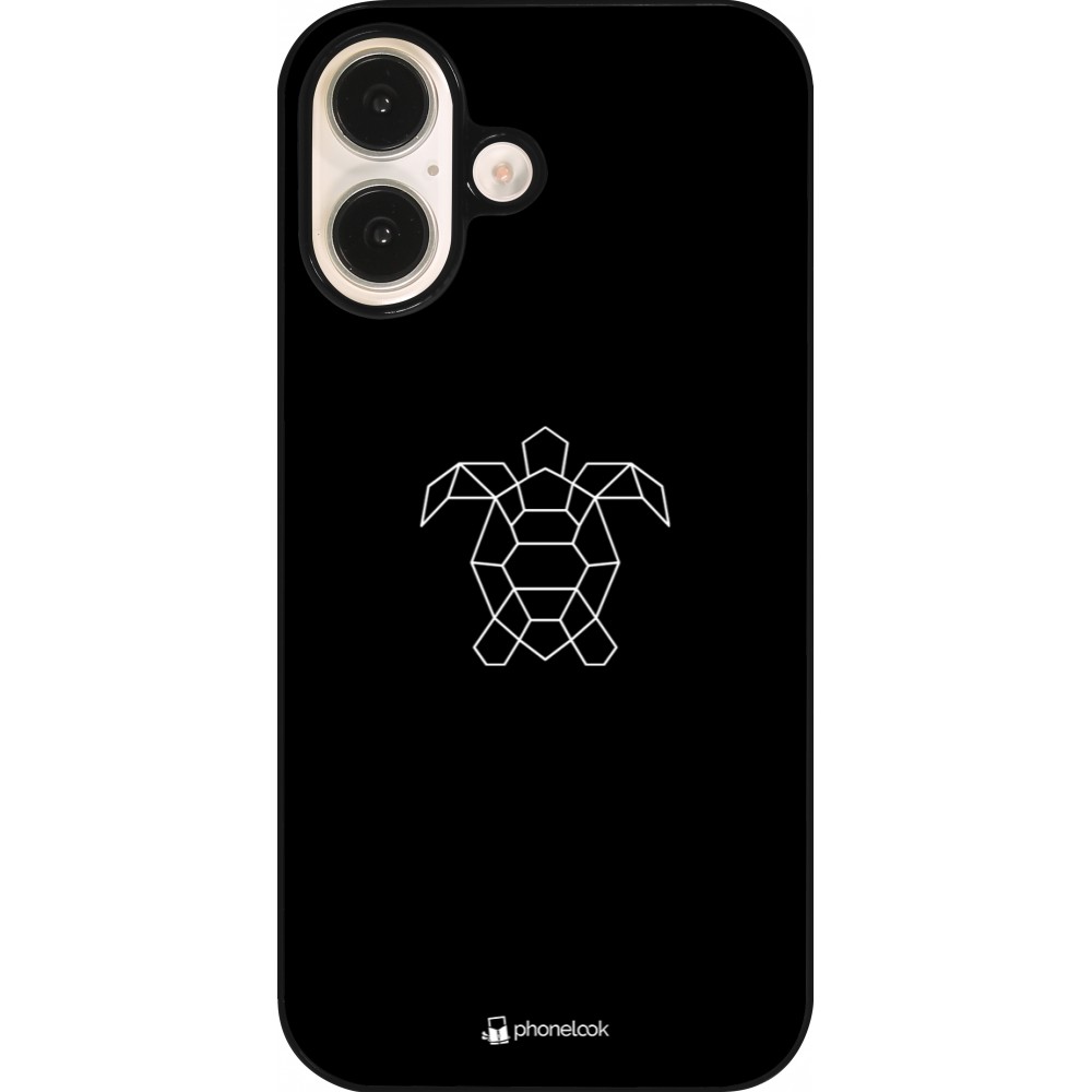 iPhone 16 Case Hülle - Turtles lines on black