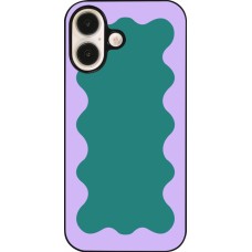 Coque iPhone 16 - Wavy Rectangle Green Purple