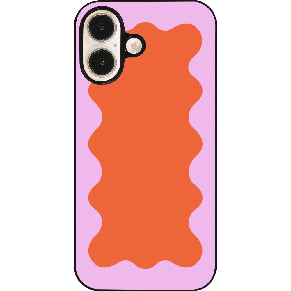 Coque iPhone 16 - Wavy Rectangle Orange Pink