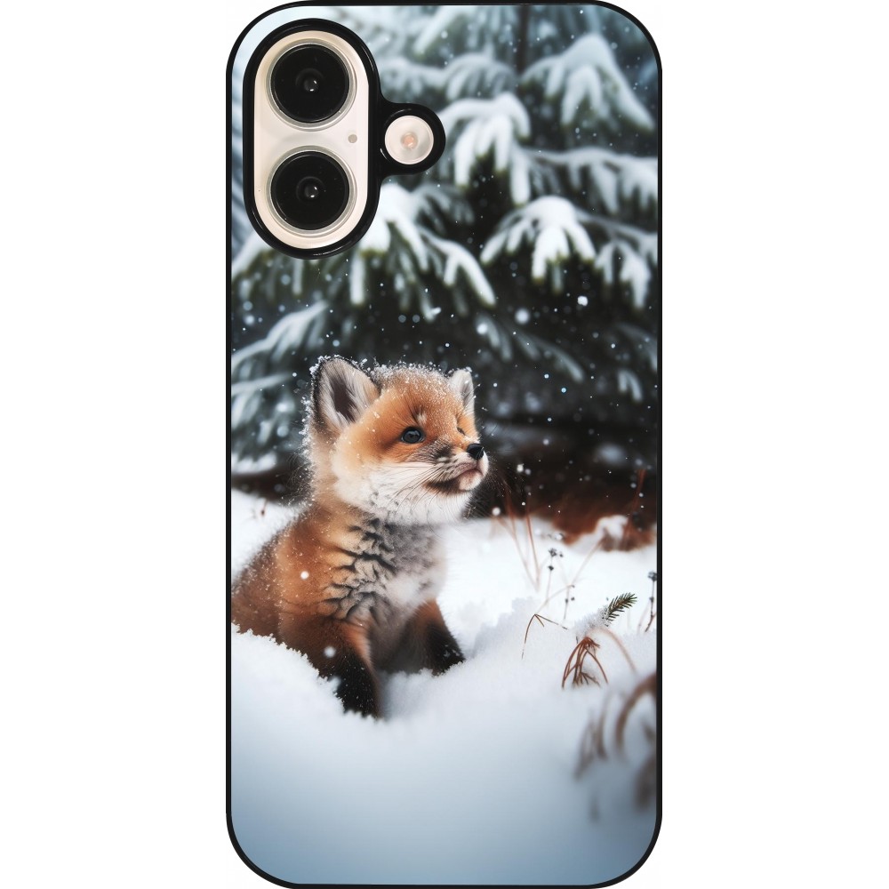 Coque iPhone 16 - Noël 2023 Renardeau sapin