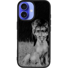 iPhone 16 Case Hülle - Silikon schwarz Angry lions