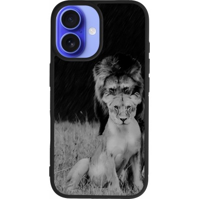 iPhone 16 Case Hülle - Silikon schwarz Angry lions