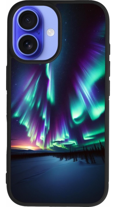 iPhone 16 Case Hülle - Silikon schwarz Funkelndes Nordlicht