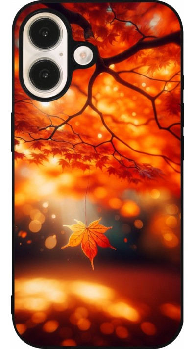 iPhone 16 Case Hülle - Silikon schwarz Herbst Magisch Orange
