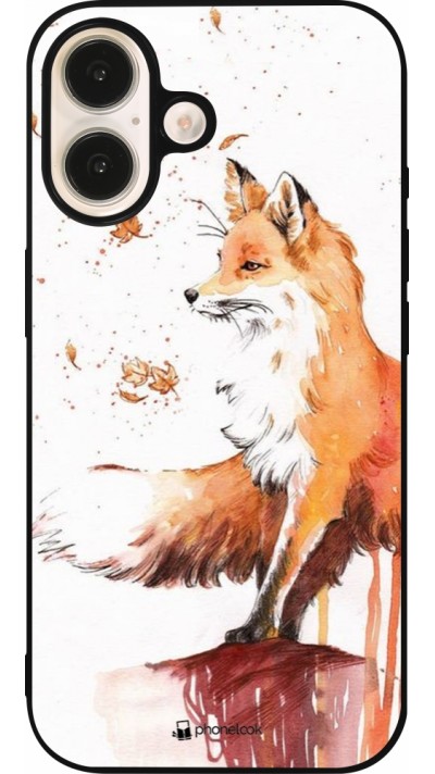 Coque iPhone 16 - Silicone rigide noir Autumn 21 Fox