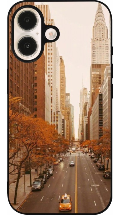 Coque iPhone 16 - Silicone rigide noir Autumn 2024 New York city
