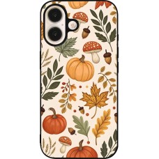 Coque iPhone 16 - Silicone rigide noir Autumn 25 Autumn pattern