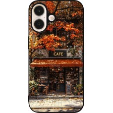 Coque iPhone 16 - Silicone rigide noir Autumn 25 Coffee shop