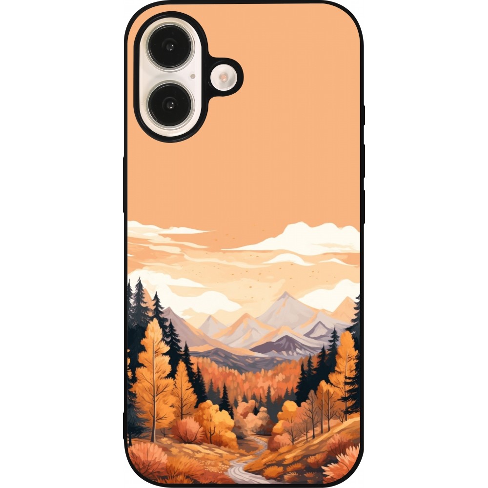 Coque iPhone 16 - Silicone rigide noir Autumn 25 Mountains
