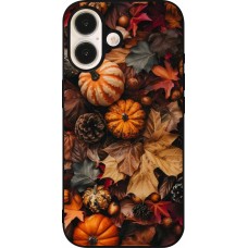 Coque iPhone 16 - Silicone rigide noir Autumn 25 Pumpkin
