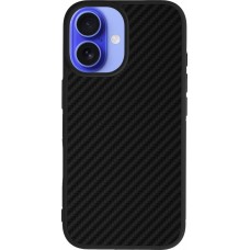 Coque iPhone 16 - Silicone rigide noir Carbon Basic