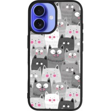 iPhone 16 Case Hülle - Silikon schwarz Katzenschwärme