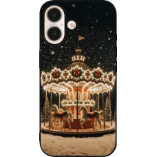 Coque iPhone 16 - Silicone rigide noir Christmas 25 Carousel