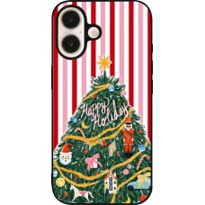 Coque iPhone 16 - Silicone rigide noir Christmas 25 Happy Holiday