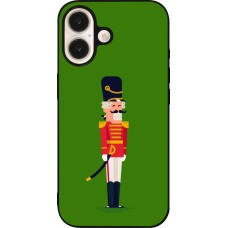 Coque iPhone 16 - Silicone rigide noir Christmas 25 Nutcracker Green