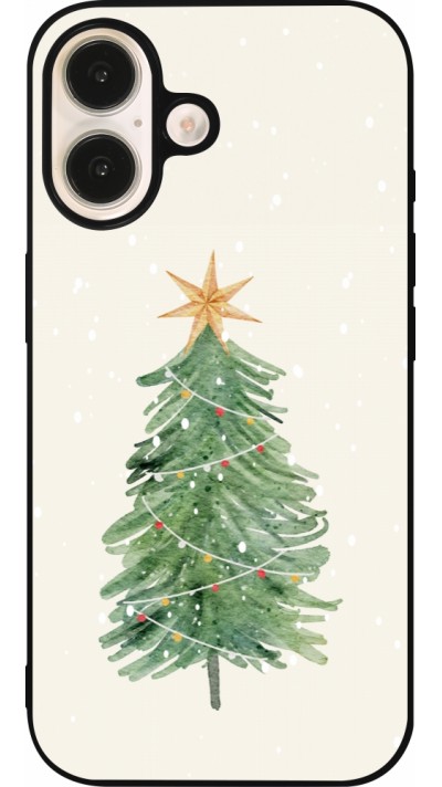 Coque iPhone 16 - Silicone rigide noir Christmas 25 Sketch Tree