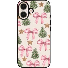 Coque iPhone 16 - Silicone rigide noir Christmas 25 Vintage Ribbons