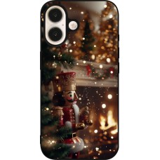 Coque iPhone 16 - Silicone rigide noir Christmas 25 Xmas Nutcracker