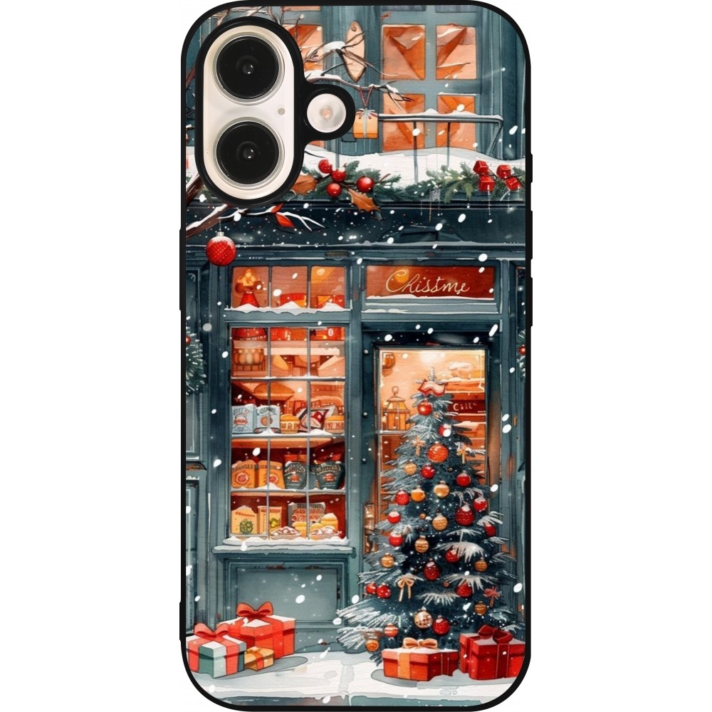 Coque iPhone 16 - Silicone rigide noir Christmas 25 Xmas Shop