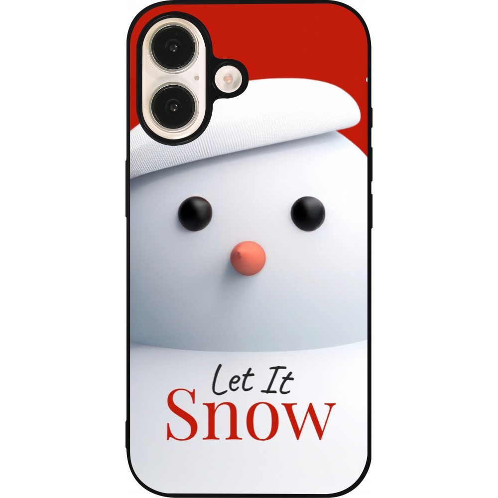 Coque iPhone 16 - Silicone rigide noir Christmas 25 Xmas Snowman