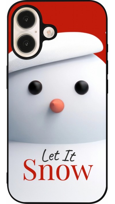 Coque iPhone 16 - Silicone rigide noir Christmas 25 Xmas Snowman