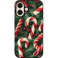 Coque iPhone 16 - Silicone rigide noir Christmas 25 Xmas Stick