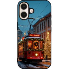 Coque iPhone 16 - Silicone rigide noir Christmas 25 Xmas Train
