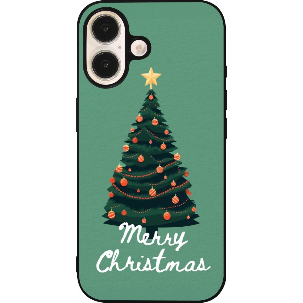 Coque iPhone 16 - Silicone rigide noir Christmas 25 Xmas Tree