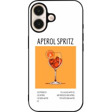 Coque iPhone 16 - Silicone rigide noir Cocktail recette Aperol Spritz