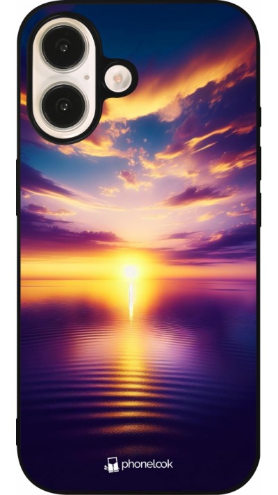 iPhone 16 Case Hülle - Silikon schwarz Sonnenuntergang gelb violett