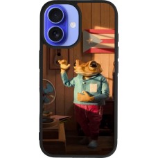 Coque iPhone 16 - Silicone rigide noir Dancing frog DTMF