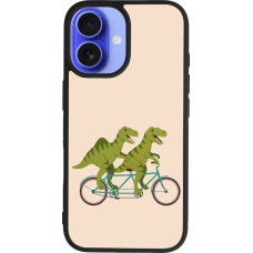 Coque iPhone 16 - Silicone rigide noir Dinosaurs on bikes 2026